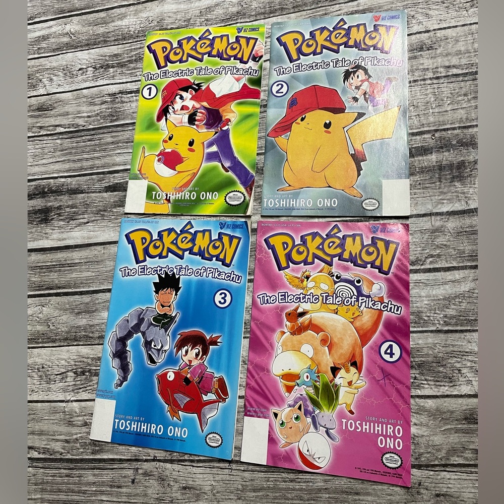 ORIGINAL VINTAGE 1998 Pokemon The Electric Tale of Pokemon Vol 1-4 Good conditio